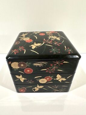Asian Oriental 3 Tier Stacking Boxes Jewelry Trinkets Chinese Japanese Decor